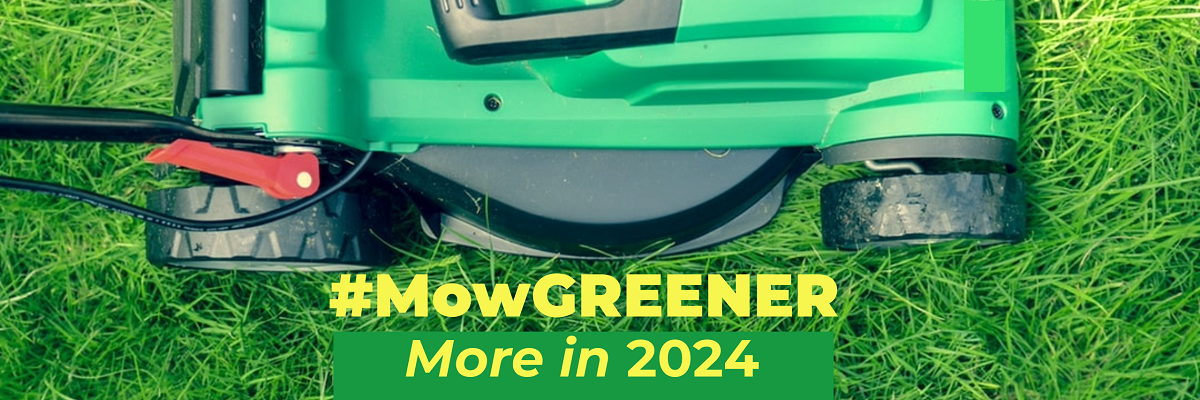 image of battery mower with the MowGREENER title