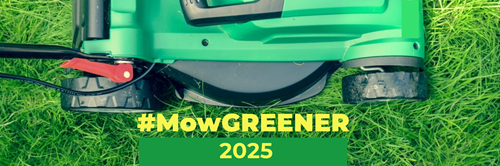 MowGREENER  picture of battery mower in grass.