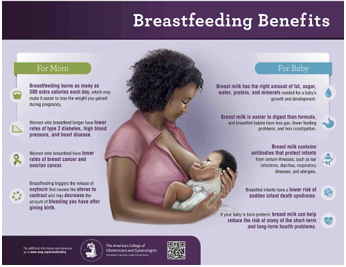 Infographic about the benefits of breast feeding.