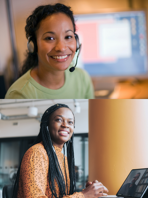 Image of 2 different smiling workers.