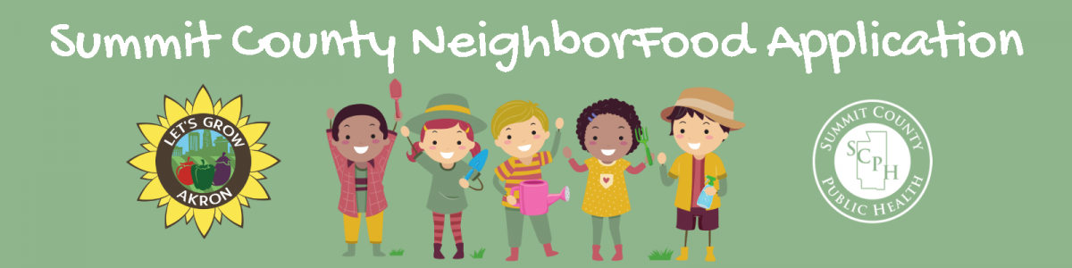 Image of cartoon people and text linking to Neighborfood Application